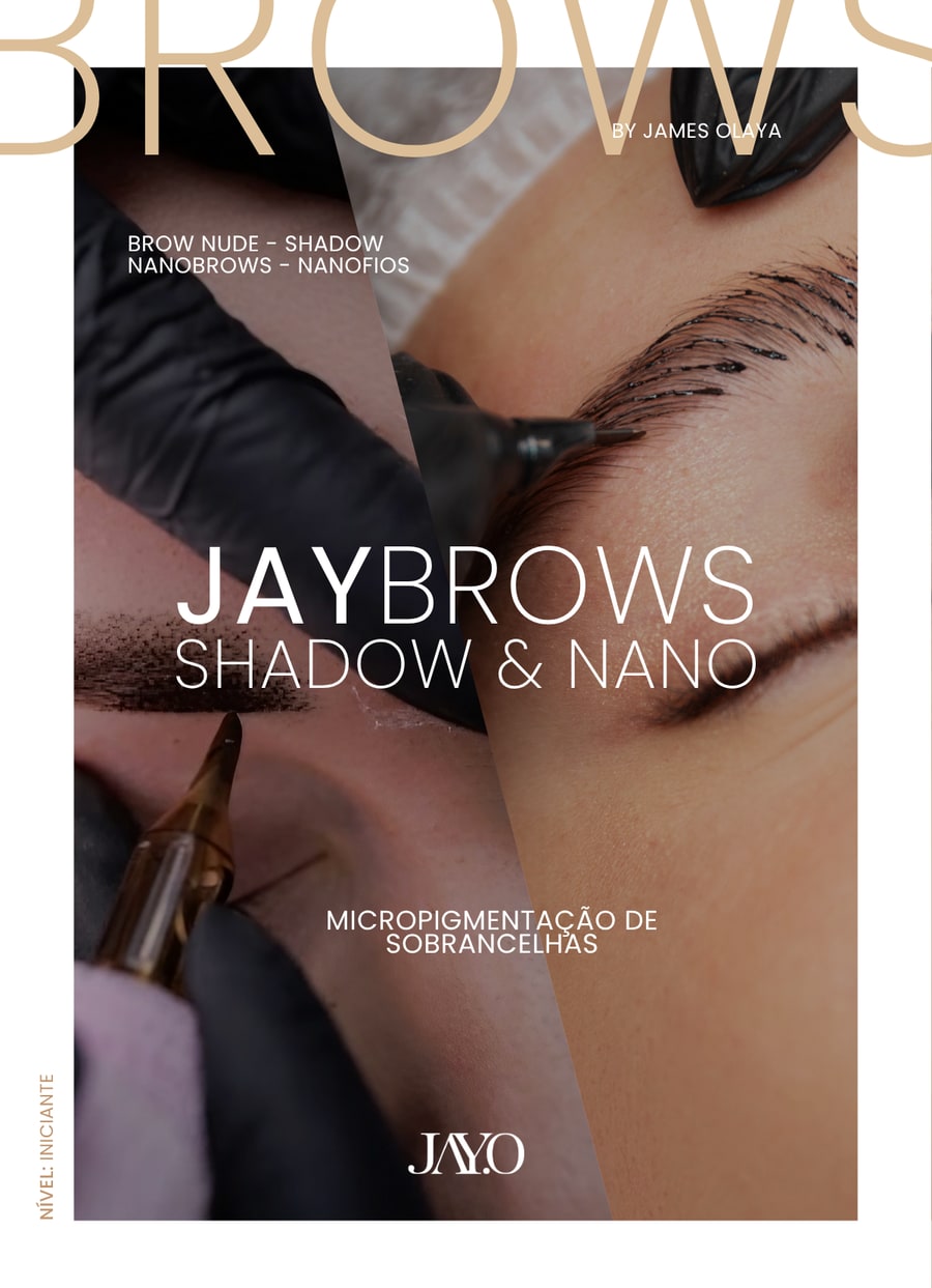 Capa oficial da formação Jay Brows Shadow & Nano: procedimento de micropigmentação em close