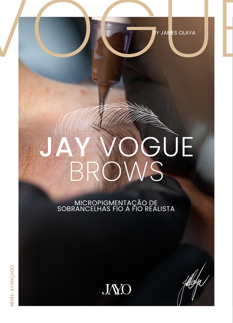 Capa oficial da formação Jay Vogue Brows: dermógrafo desenhando fio a fio realista