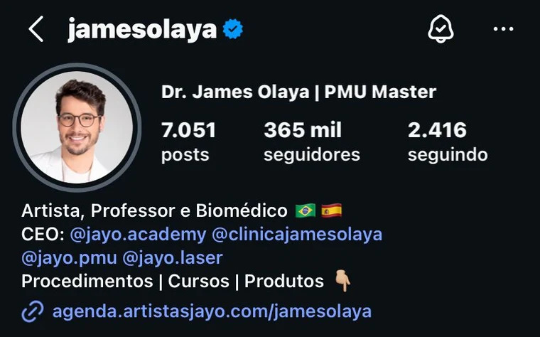 Perfil @jamesolaya no Instagram