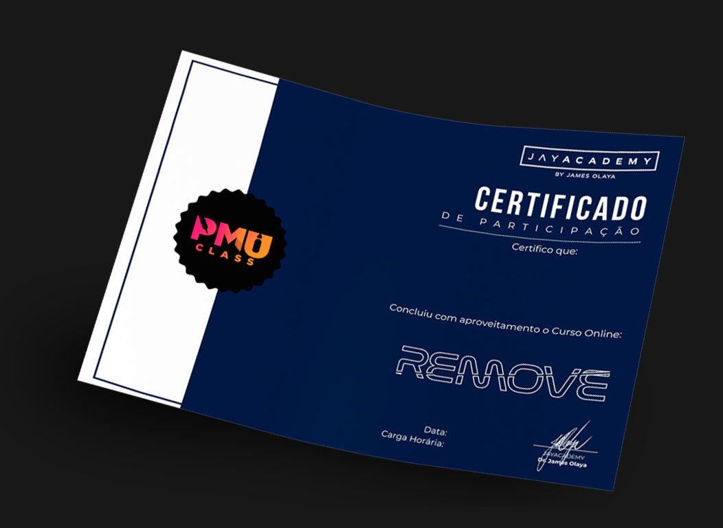 Certificado Jay Academy — Curso Profissão Remove